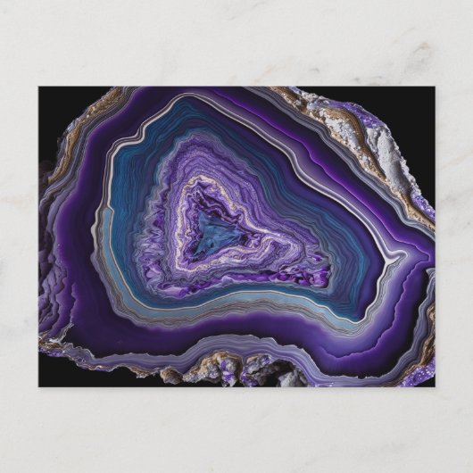 Paarse zilver Gemstone Acrylpour Art Briefkaart (Voorkant)