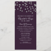Paarse Zilver Glitter Confetti Elegant Wedding Programma (Voorkant)