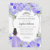 Paarse zilver prinses Tiara Quinceañera in Kaart (Voorkant / Achterkant)