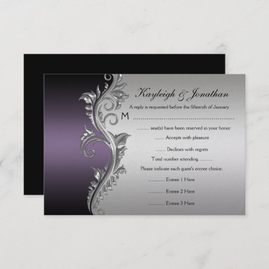 Paarse Zilver Zwart RSVP (Voorkant / Achterkant)
