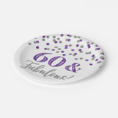 Paarse zilverConfetti 60 en Fabulous Papieren Bordje (Gekanteld)