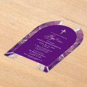 Paarse zilveren agaat doop Modern Elegant Acryl Uitnodigingen (Laagn)