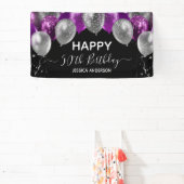 Paarse Zilveren Ballonnen Banner 50e Verjaardag (Insitu)