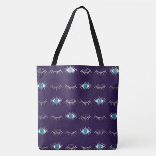 Paarse & Zilveren Blauwe Evil Eye wimpers Nazar Ma Draagtas