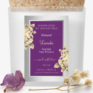Paarse zilveren bloemenlabel kaarsje Beauty & Voedselcontainer Etiket