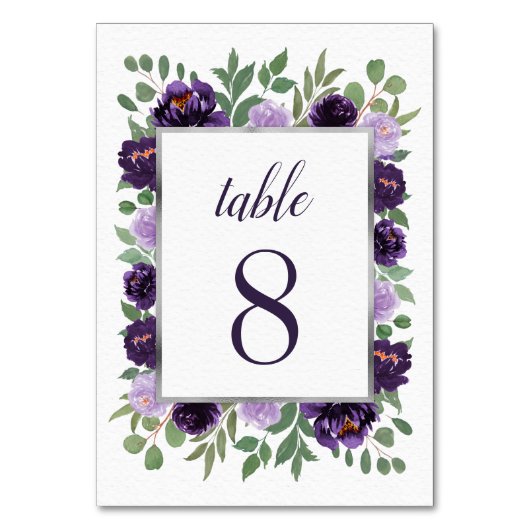 Paarse Zilveren Bloemige Waterverf Eucalyptus Brui Kaart (Achterkant)