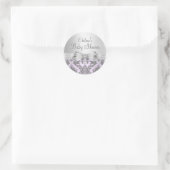 Paarse & Zilveren Damask Baby showers Sticker (Tas)