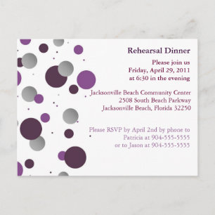 Paarse & zilveren Dot repetitie Diner Briefkaart