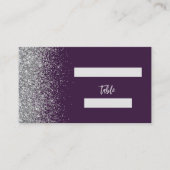 Paarse zilveren glitter bruiloft plaatskaartje (Voorkant)