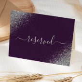 Paarse zilveren glitter gereserveerde trouwlocatie kaart