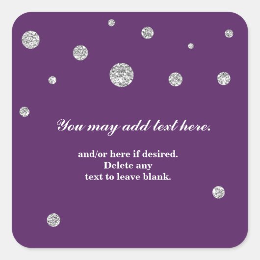Paarse & Zilveren Glitter Moderne Stippen Sticker (Voorkant)
