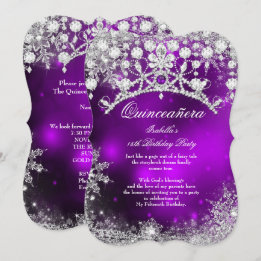 Paarse zilveren Quinceanera Winter Wonderland 15de Kaart