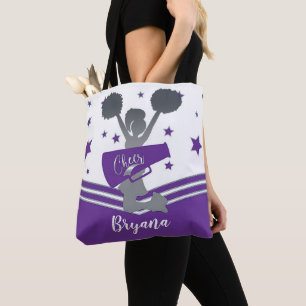 Paarse Zilveren Sterren Cheer Cheer-leiden Tote Bag