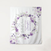 Paarse zilveren vlinder baby shower wandtapijt wandkleed (Voorkant)