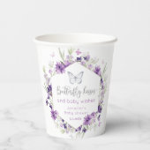 Paarse zilveren vlinder kussen baby shower papieren bekers (Achterkant)