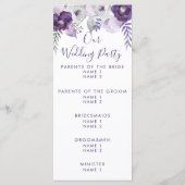 Paarse & Zilveren Waterverf Bloemen Huwelijk Progr Programma (Achterkant)