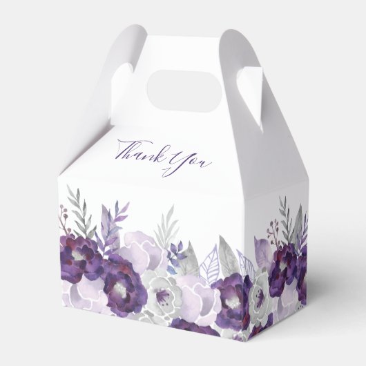 Paarse & Zilveren Waterverf Bruiloft Favor Box Bedankdoosjes (Achterkant)