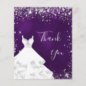 Paarse zilverglitter witte jurk bedankt (Voorkant)