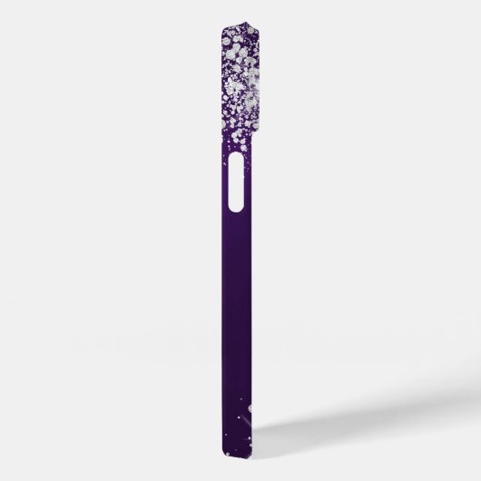 Paarse zilverglittermonogram Case-Mate iPhone case (Achterkant / Rechts)