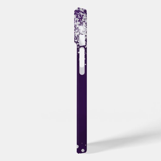 Paarse zilverglittermonogram Case-Mate iPhone case (Achterkant / Links)