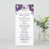 Paarse zilvergrijs bloemenhuwelijksprogramma, 3953 programma (Staand voorkant)