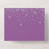 Paarse zilvervlinder roos satijnbuis all in one uitnodiging (Achterkant)