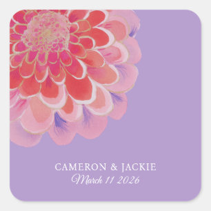 Paarse Zinnia Zomer Bruiloft Vierkante Sticker
