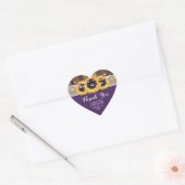Paarse Zonnebloem bruiloft Dank u Hart Sticker (Envelop)
