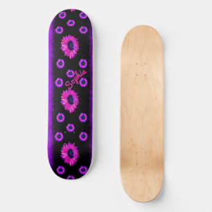 Paarse zonnebloem, speciaal gepersonaliseerd skateboard