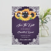 Paarse Zonnebloem Weddenschap Save The Date (Staand voorkant)