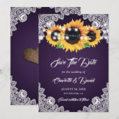 Paarse Zonnebloem Weddenschap Save The Date (Voorkant / Achterkant)