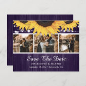 Paarse Zonnebloem Weduwfoto sparen de datum Save The Date (Voorkant / Achterkant)