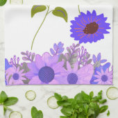 paarse zonnebloemen theedoek (Gevouwen)