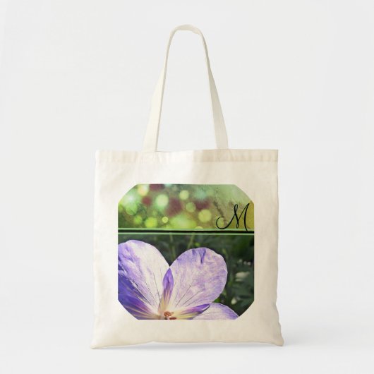 Paarse zonnezon (monogram) tote bag (Voorkant)