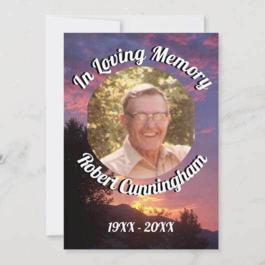 Paarse Zonsondergang en Bomen Foto Lieve Herinneri Kaart (Voorkant)