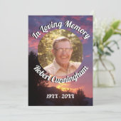 Paarse Zonsondergang en Bomen Foto Lieve Herinneri Kaart (Staand voorkant)