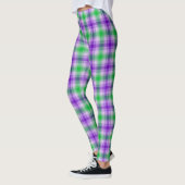 Paarse zwaan buffel check geruite patroon leggings (Links)