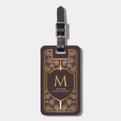 Paarse Zwaardschild Middeleeuwse Fantasy Monogram Bagagelabel (Voorkant verticaal)