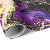 Paarse zwammen marmeren met glitter goud cadeaupapier (Rol Hoek)