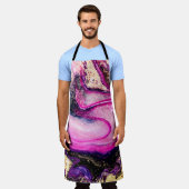 Paarse zwammen marmeren met glitter goud schort (Gedragen)