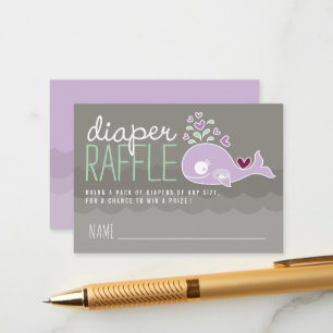 Paarse Zwangere Mama Walvis Luier Raffle Tickets Informatiekaartje