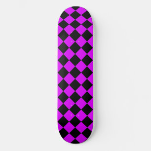 Paarse zwart Checker Diamond Pattern Skateboard
