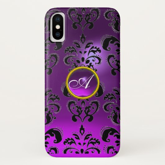 PAARSE ZWART-DAMASKMONOGRAM Case-Mate iPhone CASE (Achterkant)