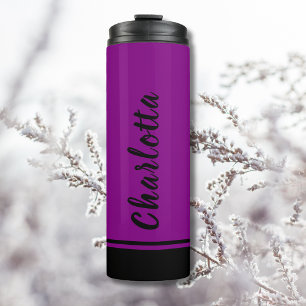 Paarse zwart Elegant minimaal Gepersonaliseerd Thermosbeker