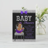 Paarse Zwart en Zilver Etnisch Meisje Baby shower Kaart (Staand voorkant)
