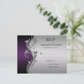  Paarse Zwart en Zilver  Swirls RSVP (Staand voorkant)