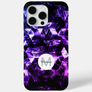 Paarse Zwart Geometrisch Smoky Abstract Monogram iPhone 15 Pro Max Hoesje