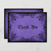Paarse zwart gotische bruiloft bedankkaart (Voorkant / Achterkant)
