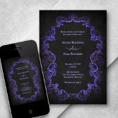 Paarse zwart gotische bruiloft kaart