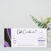 Paarse Zwart Goud Cadeaubon (Staand voorkant)